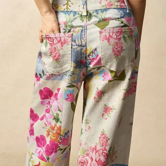 Multicolor Casual Women's Woven Printed Loose Wide-Leg Pants - Picture 6 of 7